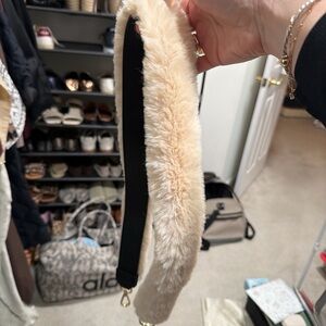 Faux Fur Bag Strap in Cream and Black